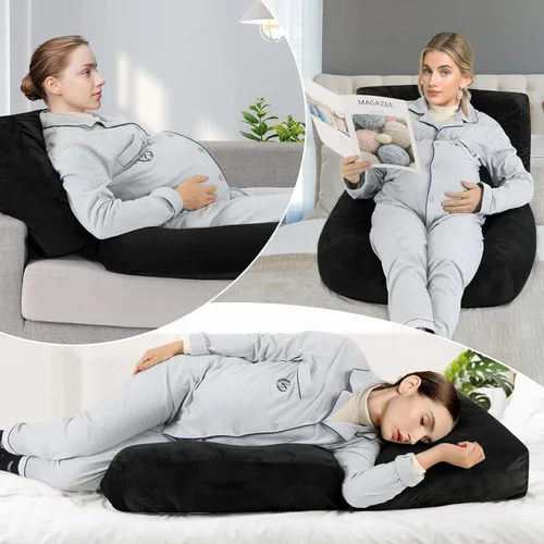 Miniatura 6 de Almohadas de embarazo para dormir, almohada de masaje de embarazo de 45.3 pulgadas, almohada de cuerpo completo con funda extraíble, soporte
