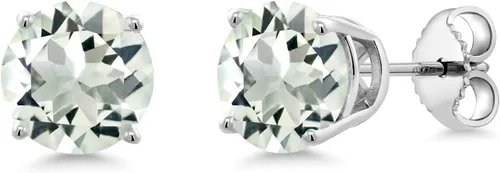 Miniatura 13 de Gem Stone King Aretes de plata de ley 925 con piedra natal redonda de 0.276 in para mujer