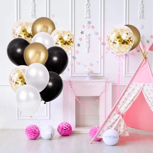 Miniatura 5 de Globos de látex negro de 12 pulgadas, 60 globos gruesos para decoraciones de fiestas (12 pulgadas negro)