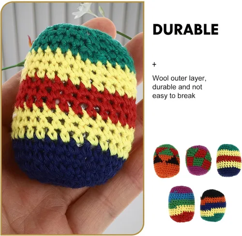 Miniatura 3 de Puf para exteriores, 5 piezas, divertidos sacos de bolas de hacky, colores assoerted, tejidos, kickball, bolas de punto suave para principiantes al