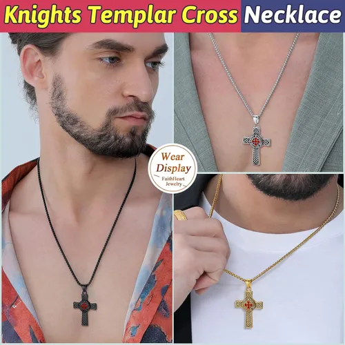 Miniatura 6 de FaithHeart Collar de sello de caballeros templarios, joyería de Cristo compañeros soldados para hombres y mujeres con delicado embalaje de regalo