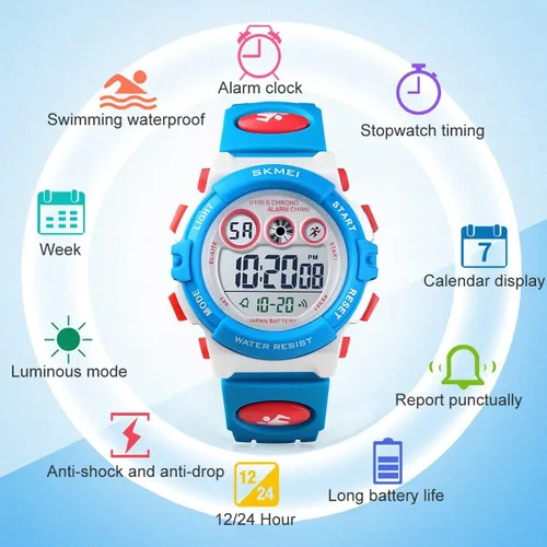 Miniatura 4 de GOLDEN HOUR Relojes para niños, reloj digital deportivo impermeable para niños y niñas, reloj de pulsera para exteriores de 1224 H, alarma EL
