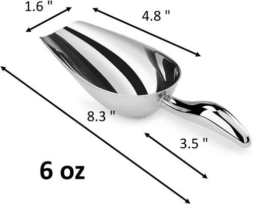 Miniatura 2 de Cuchara de hielo de metal para congelador, pequeña cuchara de hielo para máquina de hielo, cuchara de hielo de acero inoxidable de 6 onzas, cuchara