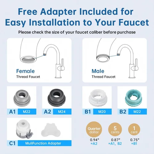 Miniatura 7 de Filtro de agua para grifo de fregadero, filtro de agua 4 en 1 con filtración/crudo/reforzador/modo de limpieza, NSF42 elimina cloro y olores