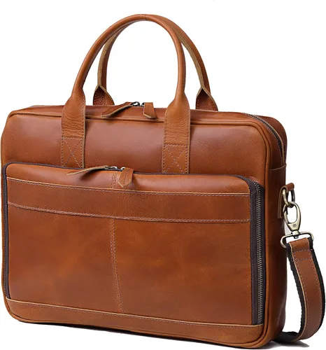 Miniatura 10 de Maletín de piel de 18 pulgadas para ordenador portátil, bolsas de mensajero para hombres y mujeres, la mejor bolsa de oficina, escuela, universidad