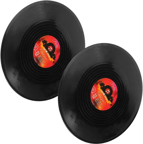 SUPVOX 2 discos de vinilo vintage de 12 pulgadas, decoración de pared, estilo retro, discos decorativos de plástico negro para bar, cafetería,