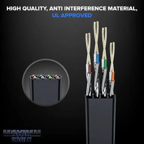 Miniatura 3 de Cable Ethernet Cat 7 de 1.5 pies, con un diseño plano que ahorra espacio, cable de conexión de Internet y red LAN de alta velocidad, conectores