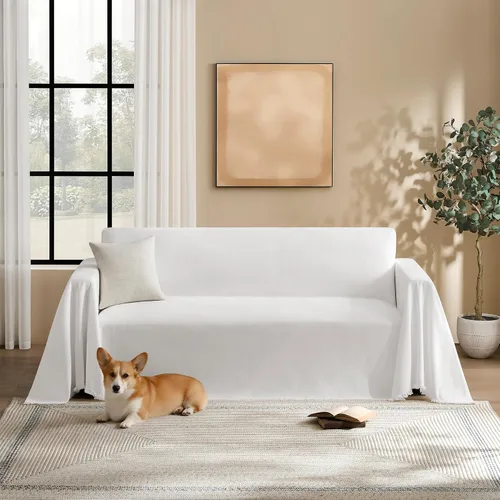 Miniatura 14 de Funda de sofá modular para perros, lavable para sofá de 2 cojines, funda de felpilla para sofá seccional, protector de muebles multiusos para niños