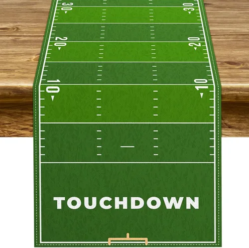 Pudodo Camino de mesa de campo de fútbol, mantel de touchdown para el día del juego, fiesta de cumpleaños, cocina, comedor, decoración del hogar (13