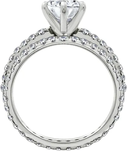 Miniatura 2 de Tienda Essentials Juego de anillos de boda de plata de ley chapada en platino o oro con circonita cúbica de corte redondo con elementos infinitos