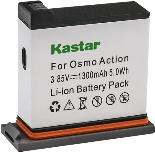Kastar Reemplazo de batería de 3.85V 1300mAh para DJI AB1 y DJI OSMO Cámara de acción, DJI OSMO 4K impermeable WiFi HDR Video Ángulo de 145° Negro,