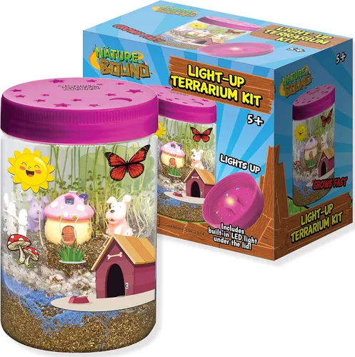 Nature Bound Kit de terrario iluminado con luz LED para niños, incluye tema de animales de cachorro, kit de ciencia STEM para niños y niñas, regalos