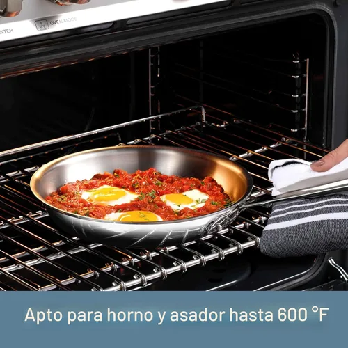 Miniatura 5 de All-Clad D3 - Juego de sartenes de acero inoxidable de 3 capas, 10,12 pulgadas, seguro para inducción, horno y asador hasta 600°F, sartenes