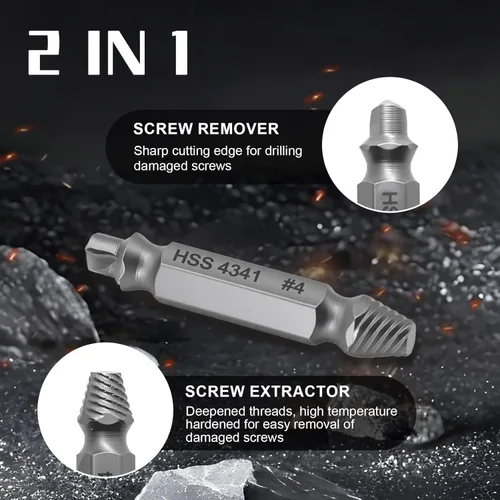 Miniatura 6 de Juego de extractores de tornillos dañados 6 piezas, extractor de tornillos pelados, fácil remoción de tornillos y pernos oxidados rotos, regalos