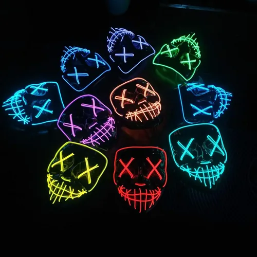 Miniatura 9 de Máscara LED aterradora de Halloween, máscara de purga iluminada para festival, fiesta de cosplay Amarillo