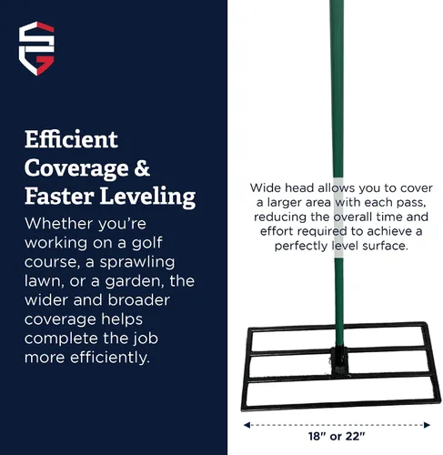 Miniatura 2 de Standard Golf Levelawn Tool - Rastrillo de nivelación de césped de 18 pulgadas con mango de 48 pulgadas Nivela campos de golf, césped y jardines