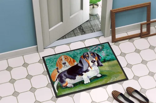 Miniatura 4 de Caroline's Treasures 7061JMAT Basset Hound Double Trouble - Tapete para puerta delantera, 24 x 36 pulgadas, para interiores y exteriores