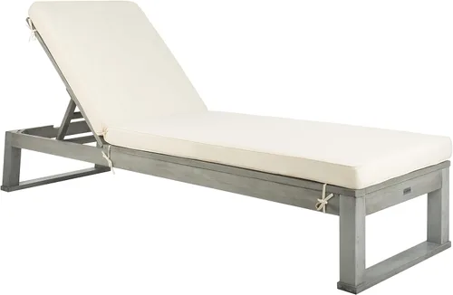Miniatura 12 de SAFAVIEH Exterior - Solano Chaise Lounge Chair - Marrón y Aqua - Madera maciza con cojín - Diseño de respaldo ajustable - Ideal para patio, terraza