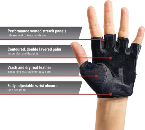 Miniatura 2 de Guantes Harbinger Pro para mujer con palma de cuero acolchada con ventilación para levantamiento de pesas, entrenamiento, fitness y entrenamientos