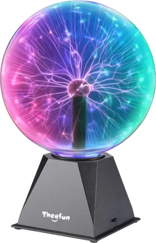 Miniatura 9 de Theefun Bola de plasma azul: globo de plasma enorme de 8 pulgadas, regalos de cumpleaños, lámpara de bola de plasma sensible al tacto y al sonido