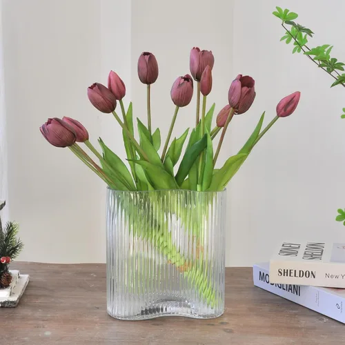 Miniatura 6 de 10 tulipanes artificiales de tacto real, tulipán de látex, tulipanes de plástico artificiales, ramo de flores falsas para mesa de comedor, hogar