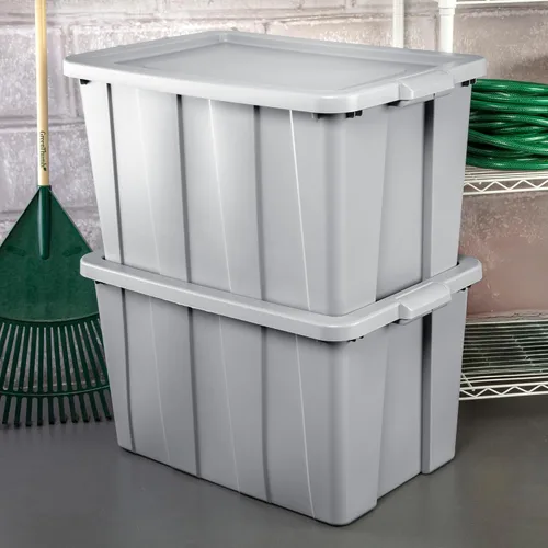Miniatura 6 de Sterilite Tuff1 - Contenedor de plástico apilable de 30 galones con tapa, resistente a la temperatura y a los impactos, para sótano, garaje, ático