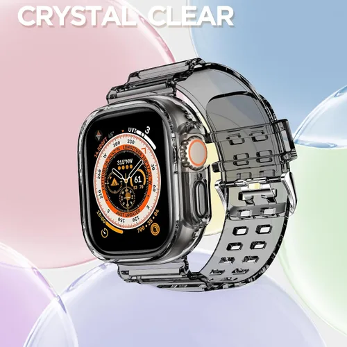 Miniatura 4 de DABAOZA - Correa compatible con Apple Watch de 49 mm, 46 mm, 45 mm, 44 mm, 42 mm, 41 mm, 40 mm, 38 mm, con protector, correa de TPU brillante