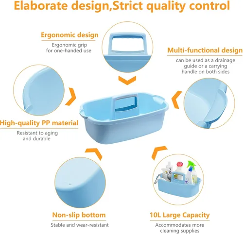 Miniatura 3 de Goderewild Organizador de limpieza de plástico multiusos con asa, organizador de ducha, cesta de almacenamiento, bolsas portátiles para suministros