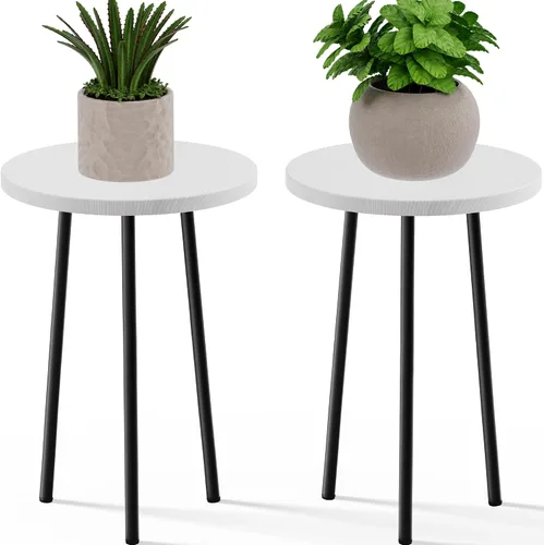 Miniatura 21 de Soporte alto para plantas de interior: soporte de esquina de madera para plantas, paquete de 2 unidades, decoración moderna de mediados de siglo