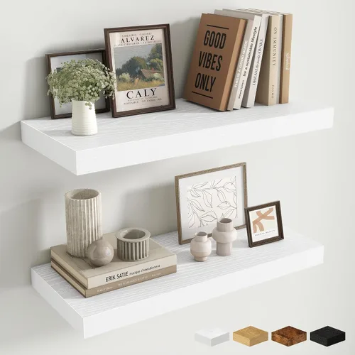 Miniatura 77 de Estantes flotantes de 48 pulgadas para pared, estante de chimenea de 10 pulgadas de profundidad, estantes flotantes de madera para pared, estantes