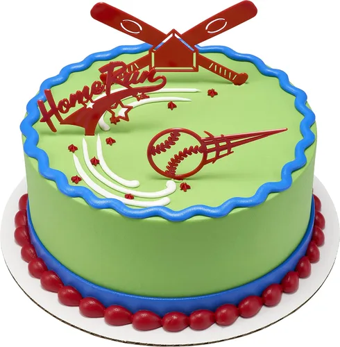 Miniatura 3 de DecoSet Home Run - Juego de béisbol para tartas, decoración de pasteles para cumpleaños o celebraciones de equipo, bates de béisbol, pelota y fotos