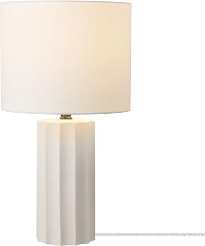 Miniatura 3 de GLOBE Electric 65922 - Lámpara de mesa de 20 pulgadas, acabado de hormigón acanalado, pantalla de lino blanco