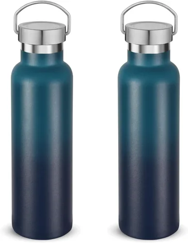 Miniatura 12 de Neihepal Paquete de 4 botellas de agua aisladas de 20 onzas, botella deportiva de doble pared de acero inoxidable con tapa de asa, termo Bubble gum