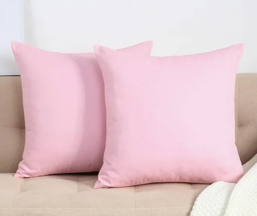 Miniatura 5 de TangDepot Fundas de almohada decorativas hechas a mano de lona de algodón 100% sólida/Fundas de cojín, (22"x22", rosa salmón)