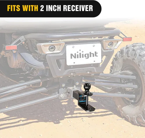 Miniatura 6 de Nilight Soporte de enganche múltiple 3 en 1 ATV UTV con bola de 2 pulgadas nominal de 2000 libras, se adapta a la correa del cabrestante receptor