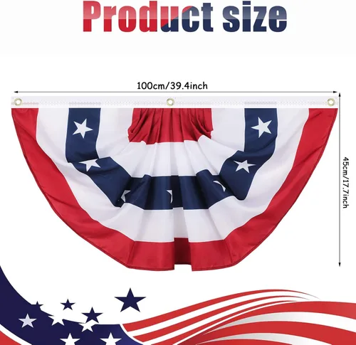 Miniatura 2 de Tatuo Paquete de 6 banderas de abanico plisadas estadounidenses de 1.5 x 3 pies, decoraciones patrióticas del 4 de julio, bandera de Estados Unidos