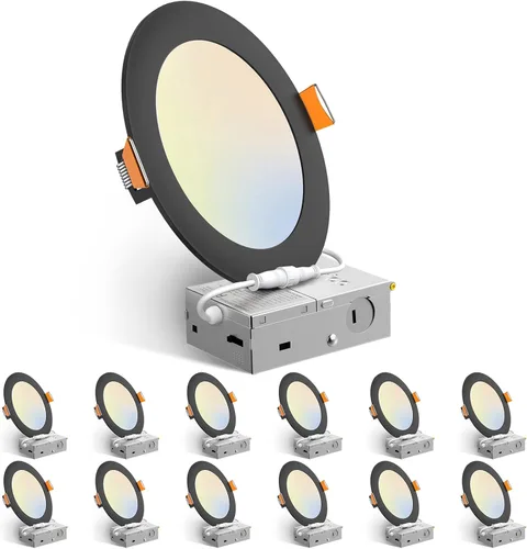 Miniatura 9 de Amico Paquete de 12 luces LED empotrables ultrafinas de 3 pulgadas 5CCT con caja de conexiones, 2700K/3000K/3500K/4000K/5000K seleccionable, 7W Eqv
