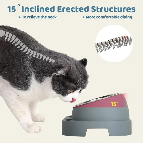 Miniatura 2 de UBPET Comedero y Dispensador de Agua para Gatos, Comedero para Gatos Mejorado 2025 con Cuencos de Acero Inoxidable, Dispensador de Comida