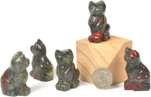 Miniatura 2 de Justinstones Estatua de gato guardián de piedra de sangre africana, decoración del hogar, reiki chakras curativos, cristal de escritorio, decoración
