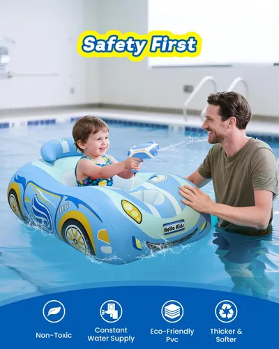 Miniatura 3 de Pistola de agua automática con flotador de piscina para niños pequeños, flotador inflable para piscina de bebé, juguetes de piscina para niñas de 3
