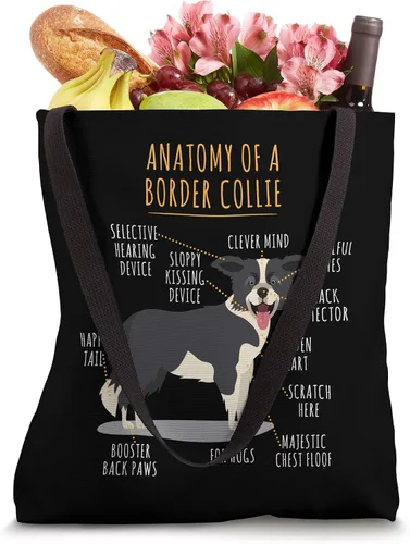 Miniatura 4 de Funny Anatomy Of A Border Collie Intelligent Dog Breed Bolsa de mano