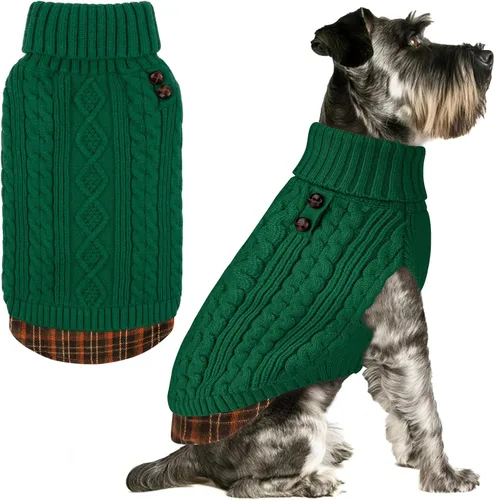 Miniatura 33 de KYEESE - Suéter para perro mediano, suéter tejido con estampado de cuadros, cálido abrigo de mascotas para otoño e invierno