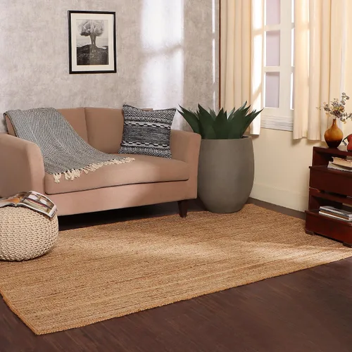 Miniatura 14 de RedEarth · Alfombra rectangular - 2'x3' de yute natural trenzada con respaldo antideslizante - Alfombra boho tejida a mano para dormitorio, cocina