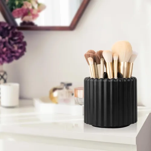 Miniatura 6 de Anyoifax Organizador de brochas de maquillaje giratorio en 360 grados con 7 ranuras, organizador de brochas de maquillaje extraíble, soporte