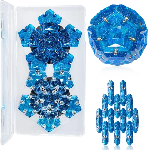 Miniatura 16 de Esfera antiestrés magnética - Bolas magnéticas de pentágonos - Juego de 12 piezas - Verde cristal - Juguete de imanes antiestrés - Creatividad más