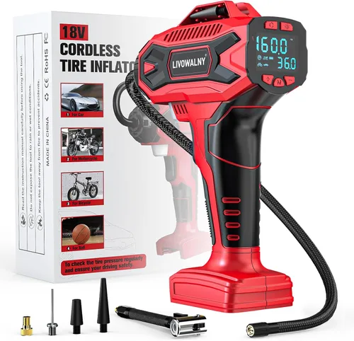 Miniatura 12 de Inflador de neumáticos inalámbrico, compresor de aire portátil, bomba de aire de neumáticos compatible con batería Makita de 18 V, bomba automática