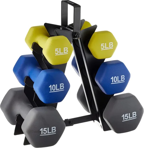 Miniatura 20 de Amazon Basics - Mancuerna de entrenamiento de fácil agarre, con revestimiento de neopreno, disponibles en varios juegos y pesos