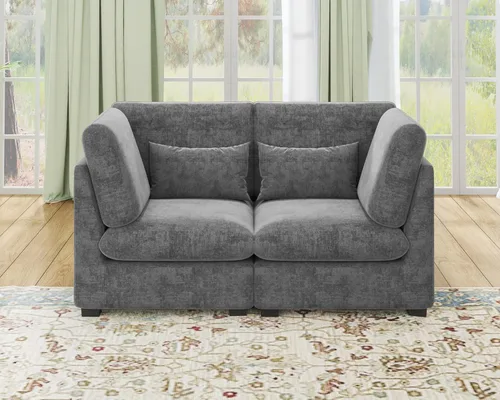 Miniatura 49 de Sofá Modular de Gran Tamaño, Sofá Seccional de Chenilla Nube Extra Profundo con Chaise Otomana, Sofá Esponjoso de Chenilla de 4 Plazas para Sala