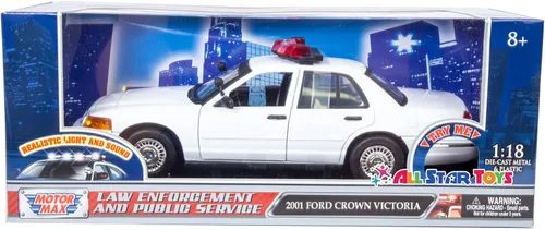 Miniatura 4 de Motormax 1:18 2001 Ford Crown Victoria Police Light & Sound SIN MARCADO Blanco 73992 (blanco)
