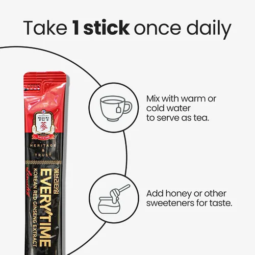 Miniatura 5 de JUNG KWAN JANG Everytime Korean Red Ginseng Extract Limited Stick – Bebida energética de raíz de ginseng panax rojo de grado terrestre – Suplementos